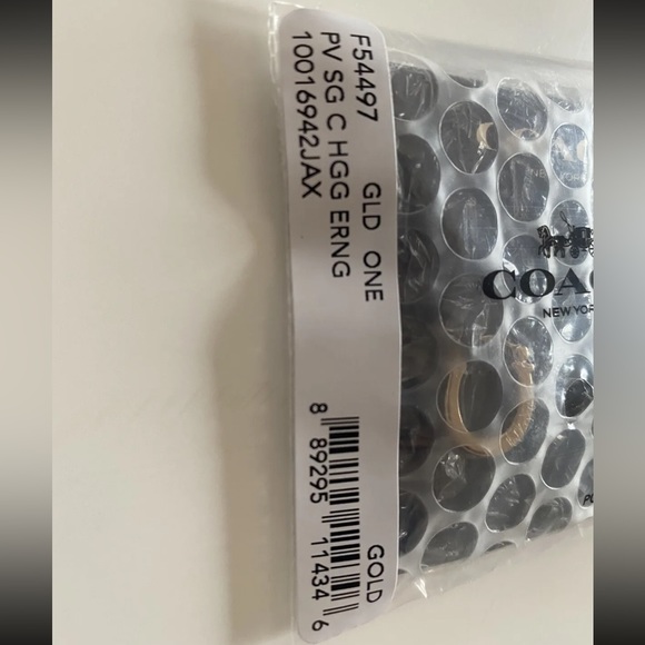 NWT COACH Signature Gold & Crystal Pave’ Huggie Earrings F54497 - Picture 3 of 8